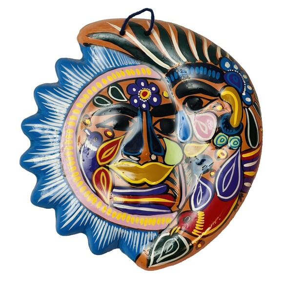 Talavera Eclipse  Wall Art – 8"x7" Hand Painted Mexican Pottery Folk Art - Picture 1 of 6